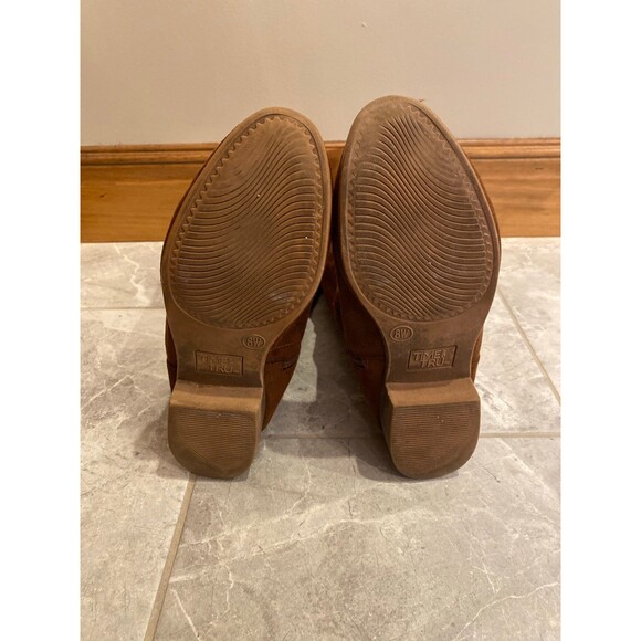 Time & Tru Boots Women Calf High Faux Suede Size 8 WIDE Block Heel Brown Bootie - Picture 7 of 12